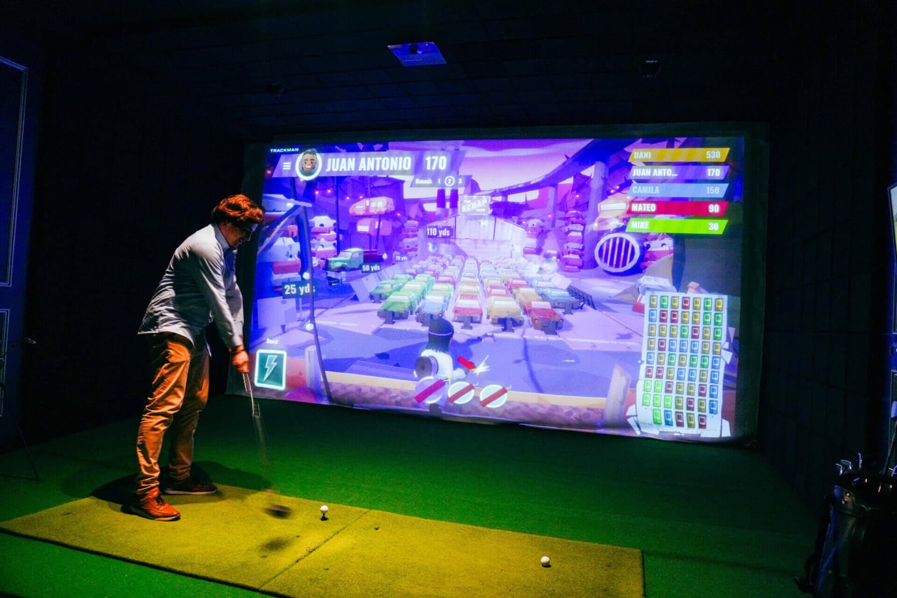 iGolf indoor golf simulator bay in Koreatown